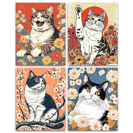 並行輸入品】 日本の猫のウォールアート、面白い猫のキャンバス