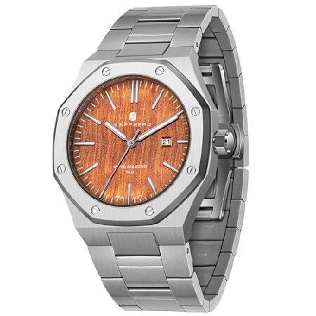 【並行輸入品】 SAPPHERO Watches Men 50 Meters Waterproof Stainless Steel Octagonal Japanese Quartz Movement Business Casual with Date and Luminous Fun
