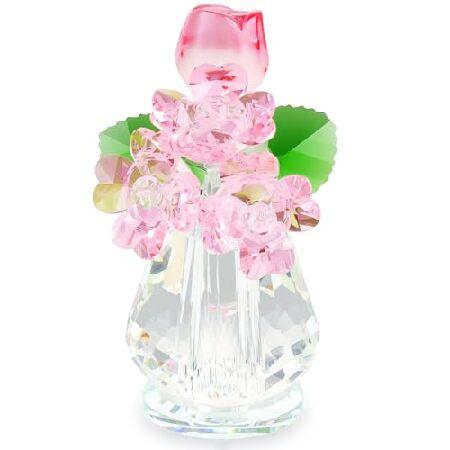 並行輸入品】 YWHL クリスタル ピンク ローズ フラワー 置物 女性用