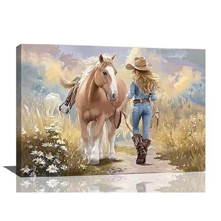 並行輸入品】 Zyphren カウガール 馬 ウォールアート 西洋の馬の絵