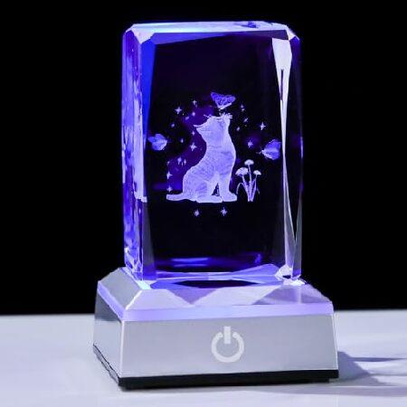 並行輸入品】 Movdyka 猫好きギフト 3Dクリスタルキューブランプ LED