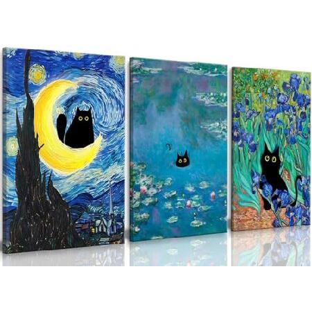 並行輸入品】 面白い黒猫キャンバスウォールアート 有名な絵画の黒猫