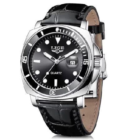 【並行輸入品】 SACOSDING Quartz Watches for Men,Stainless Steel Waterproof Analog Watch,Luxury Big Face Comfortable Leather Strap Mens Watches,Date Lu