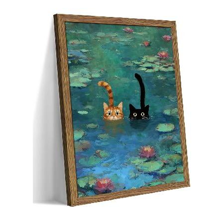 並行輸入品】 額入り猫ウォールアート、ヴィンテージ風変わりな