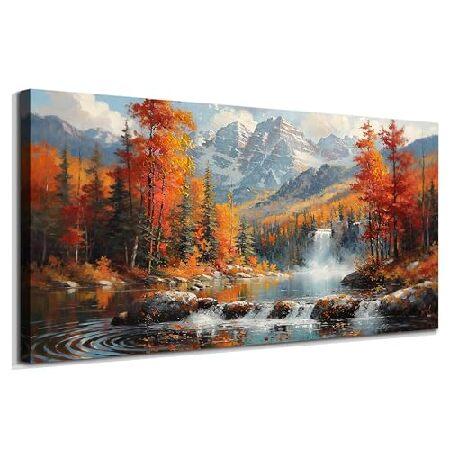 並行輸入品】 Acocifi 穏やかな秋の森 山 滝 風景 キャンバス ウォール