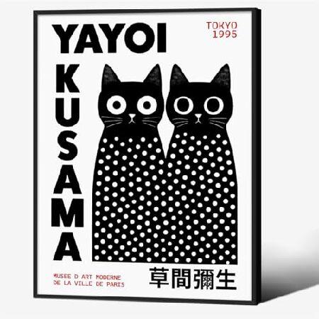 並行輸入品】 黒と白のかわいい抽象的な猫の壁アート 日本の草間弥生