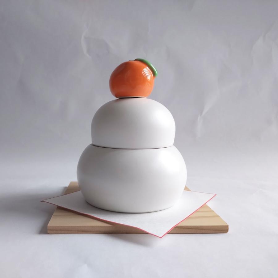 かもしか道具店 かもしか花卉店 陶の鏡餅 山口陶器 お正月飾り かがみもち 陶器 飾り オブジェ インテリア 玄関 | 
