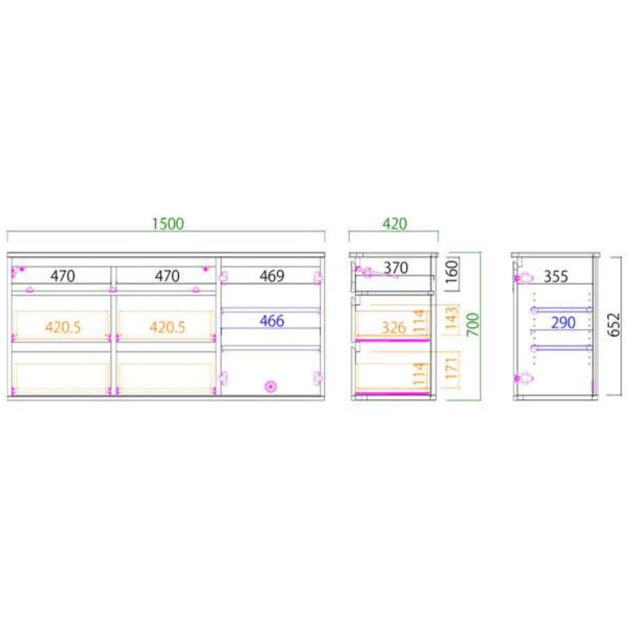 モーブル Break ブレイク 150 AVボードH リビング キャビネット サイドボード 収納 幅150 奥行42 高さ70 ナチュラル ブラウン 国産 完成品 | Meuble | 02