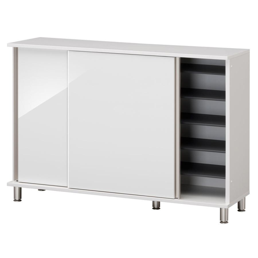 玄関収納 シューズすきまくん 引戸 フットタイプ  FLS 幅121〜150cm 幅オーダー ロータイプ 下駄箱 シューズボックス 完成品 国産 可動棚 14色対応 | 