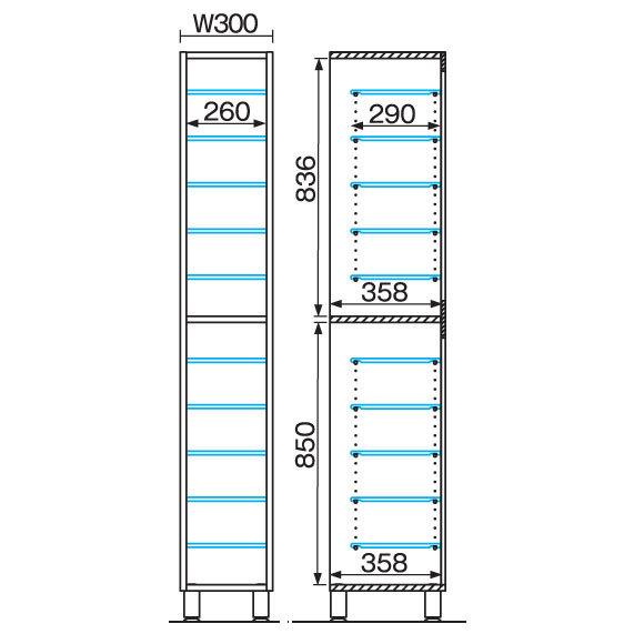 玄関収納 シューズすきまくん ミラー扉 フットタイプ FM30 幅30cm 高さ185cm 下駄箱 スリム シューズボックス 姿見 全身 鏡 完成品 国産 可動棚 |  | 02