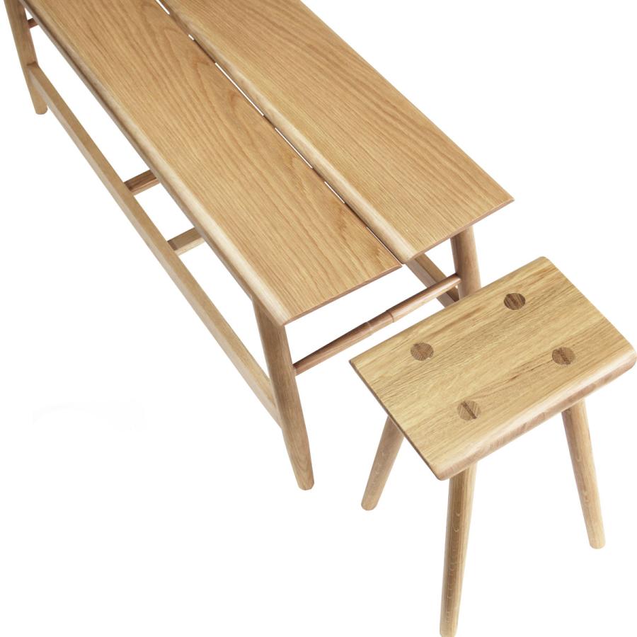 Garool ガルール ベンチ ウィズ スツール 3点セット 伸長式 ダイニング スツール収納 軽量 完成品 ナチュラル ブラウン |  | 09