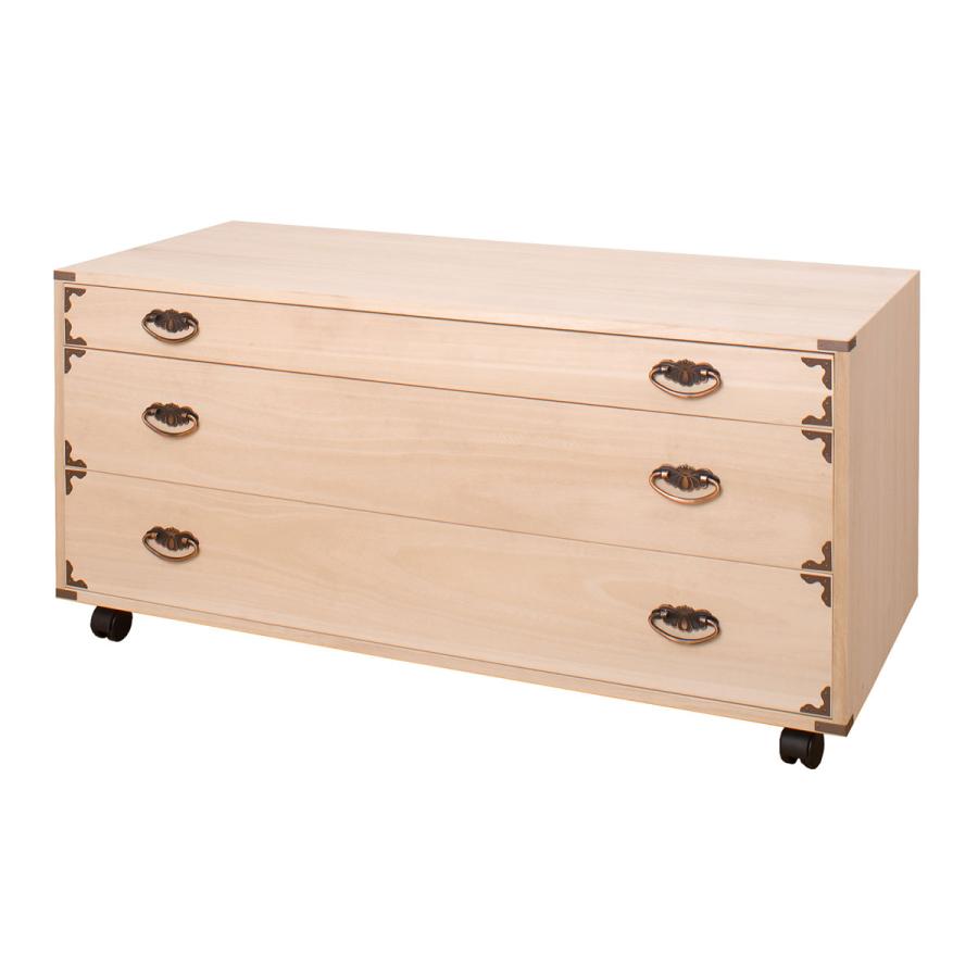 キャスター付 桐 チェスト 隅金具付き 3段 HI-0042 : INTERIOR3I