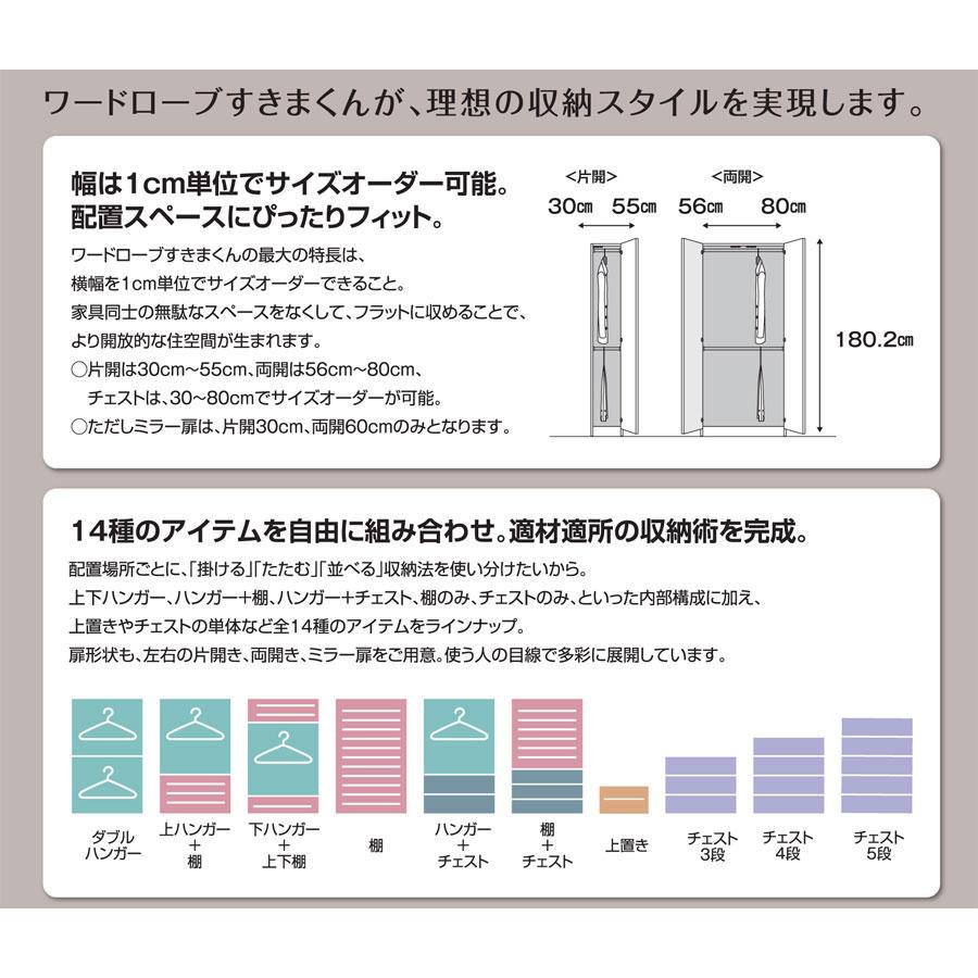 ワードローブ すきまくん 下ハンガー+上下棚 B 片開仕様 幅41〜55cmの画像