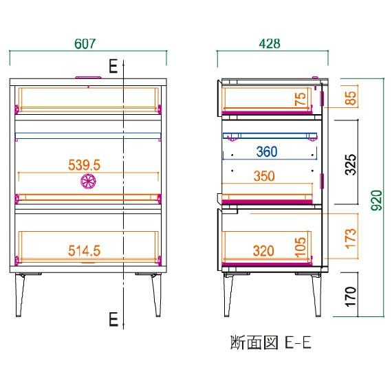 モーブル TOWN タウン 60 マルチキャビネット リビング 収納 幅60 奥行43 高さ92 ホワイト ブラック 国産 日本製 完成品 | Meuble | 02