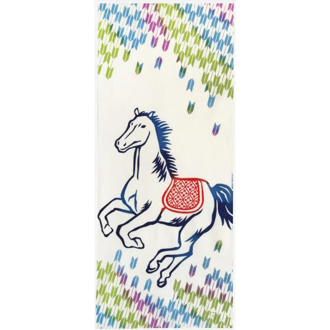 にじゆら 手ぬぐい 招福馬 日本製 手拭い 綿100% メール便可 | 