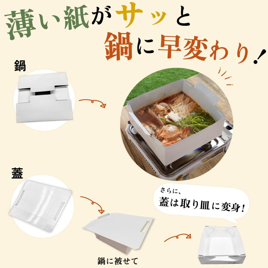 アウトドア で嬉しい！ 汁物・鍋調理できる 紙鍋 1100cc 1〜2人用 使い捨て コンパクト スリム キャンプ BBQ 防災用 【COOK IN PAPER】 CIP-FA1100 【ギフト】 |  | 01