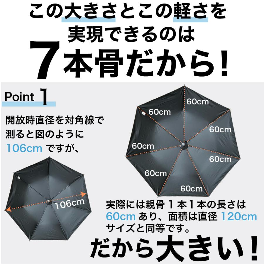大きい 軽い 7本骨 日傘 メンズ 紳士用 日傘 手動 折りたたみ傘 晴雨兼用傘 遮熱 遮光 UVカット 106cm 軽量 280g UPF50+ 抗風 超撥水 【ギフト】 F.SEASONS M54 | F.SEASONS | 09
