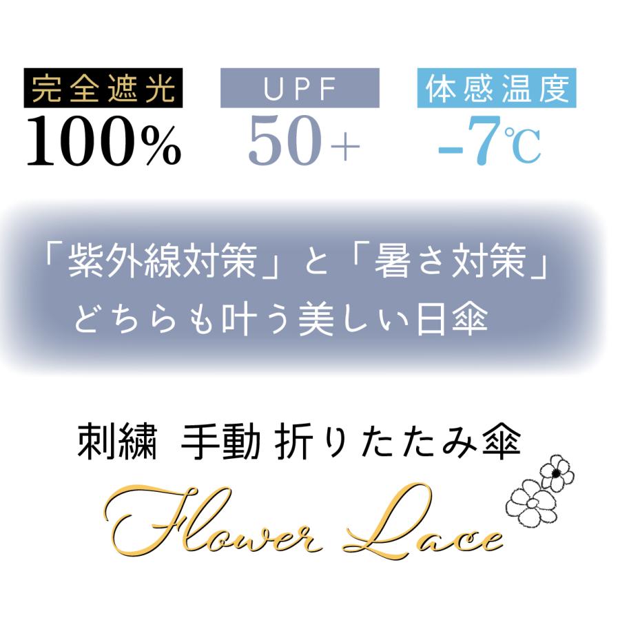 F-SEASONS TA11 日傘 折りたたみ傘 花模様の刺繍 遮熱 遮光 UVカット コンパクト 折り畳み傘 軽量 UPF50+ 抗風 日傘 晴雨兼用傘 超撥水 レディース 【ギフト】 |  | 06