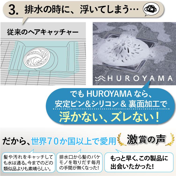 ヘアキャッチャー  【Sサイズ】 【Mサイズ】 排水口 ゴミ受け お風呂 バスルーム 排水溝 髪の毛 清潔 掃除 HUROYAMA  iFデザイン賞受賞 |  | 10