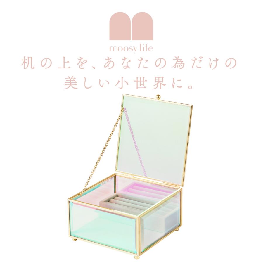 Moosy Life オーロラガラス ゴールド ミラー ジュエリーボックス スクエア 13×14×8cm Aurora AB61 |  | 01