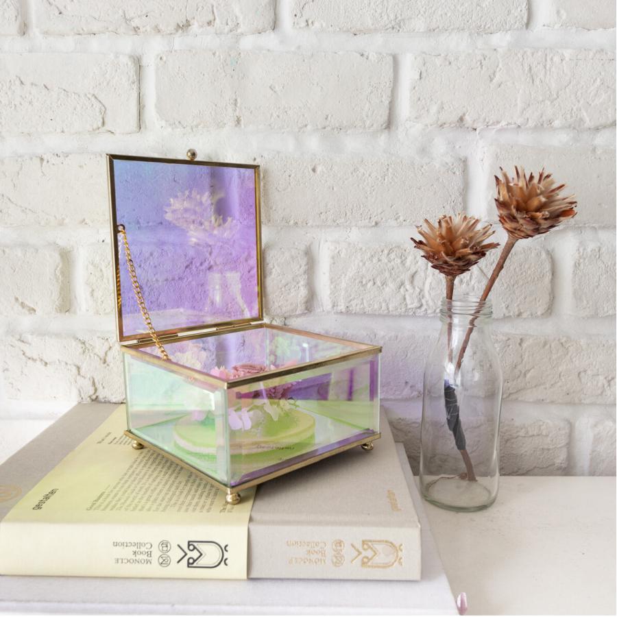 Moosy Life オーロラガラス ゴールド ミラー ジュエリーボックス スクエア 13×14×8cm Aurora AB61 |  | 03