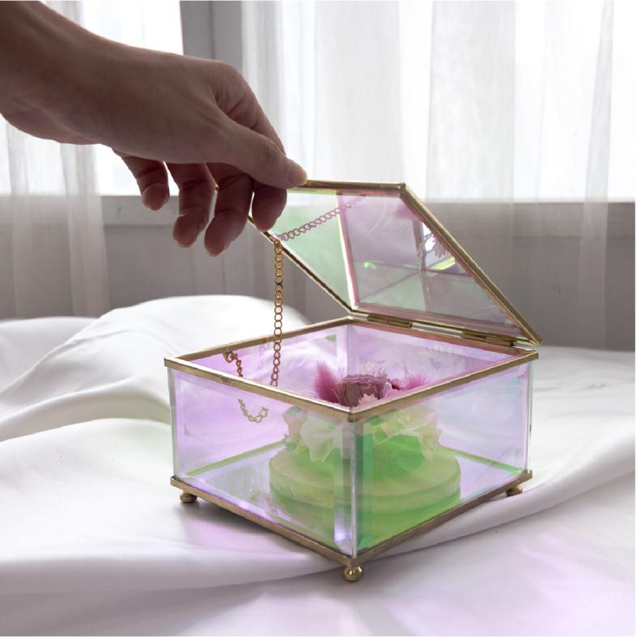 Moosy Life オーロラガラス ゴールド ミラー ジュエリーボックス スクエア 13×14×8cm Aurora AB61 |  | 04