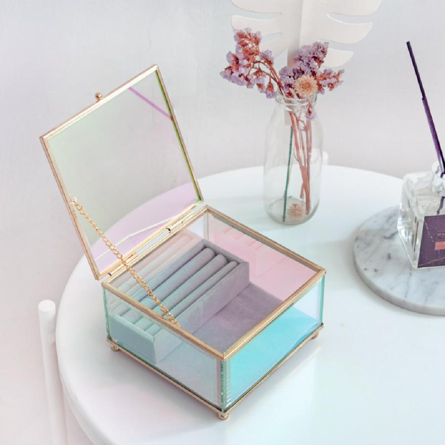 Moosy Life オーロラガラス ゴールド ミラー ジュエリーボックス スクエア 13×14×8cm Aurora AB61 |  | 06