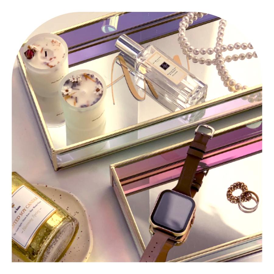 Moosy Life オーロラガラス ゴールド ミラー ジュエリートレイ Sサイズ 25cm x 12cm Aurora AB62 |  | 07