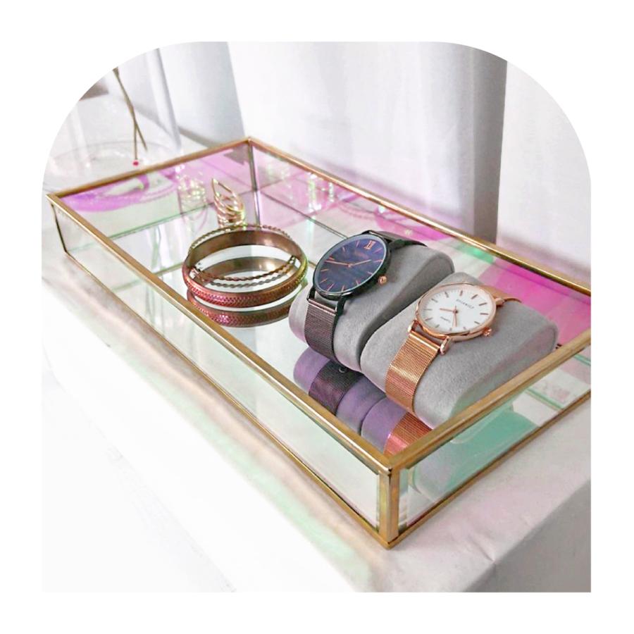 Moosy Life オーロラガラス ゴールド ミラー ジュエリートレイ 30cm x 15cm Aurora AB64 |  | 08