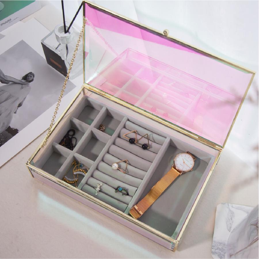 Moosy Life オーロラガラス ゴールド ミラー ジュエリーボックス フラット16×25×7cm Aurora AB65 |  | 05