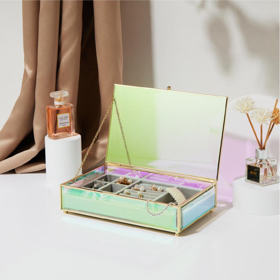 Moosy Life オーロラガラス ゴールド ミラー ジュエリーボックス フラット16×25×7cm Aurora AB65 |  | 07