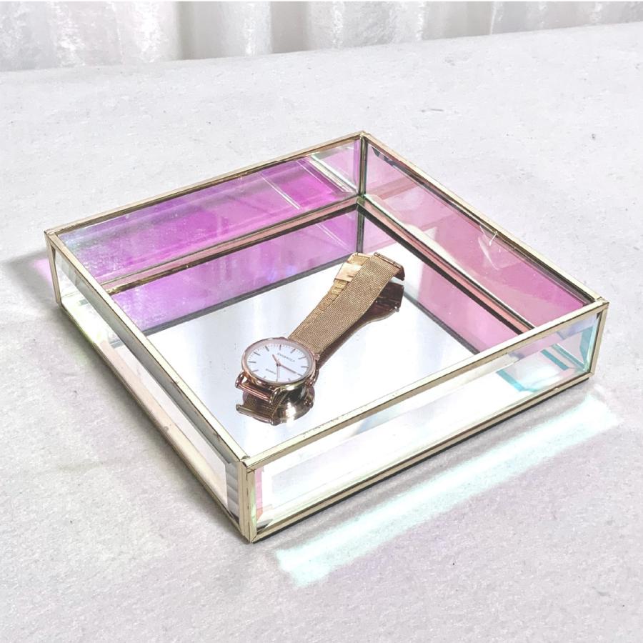 Moosy Life オーロラガラス ゴールド ミラー ジュエリートレイ 18x18x4cm AB66 ジュエリーケース ジュエリーボックス アクセサリーケース アクセサリーボックス |  | 04