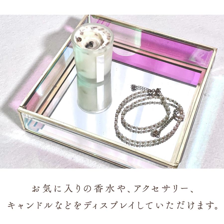 Moosy Life オーロラガラス ゴールド ミラー ジュエリートレイ 18x18x4cm AB66 ジュエリーケース ジュエリーボックス アクセサリーケース アクセサリーボックス |  | 05