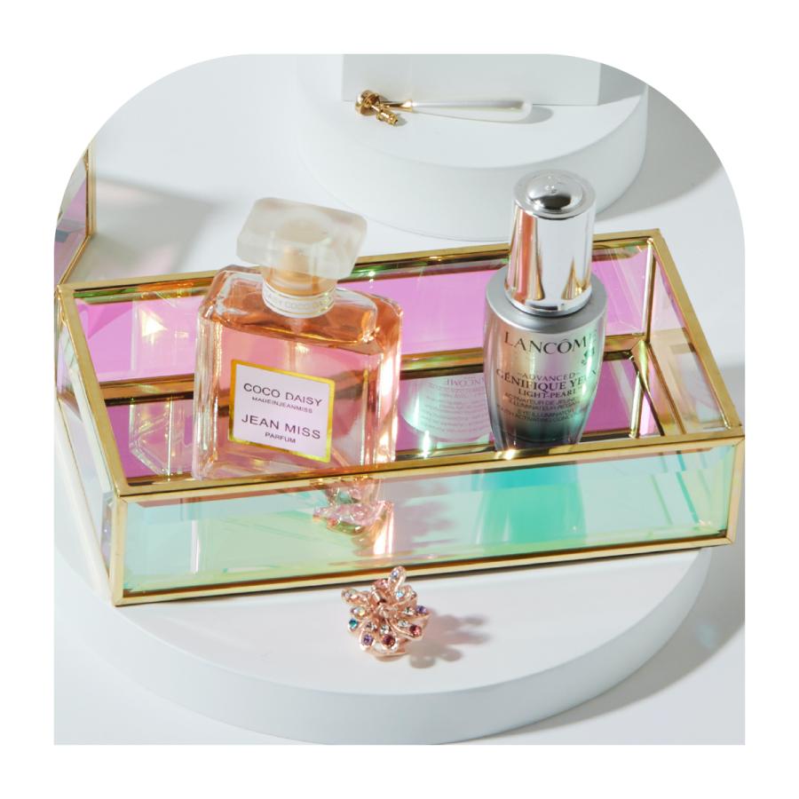 Moosy Life オーロラガラス ゴールド ミラー ジュエリートレイ 18x18x4cm AB66 ジュエリーケース ジュエリーボックス アクセサリーケース アクセサリーボックス |  | 06