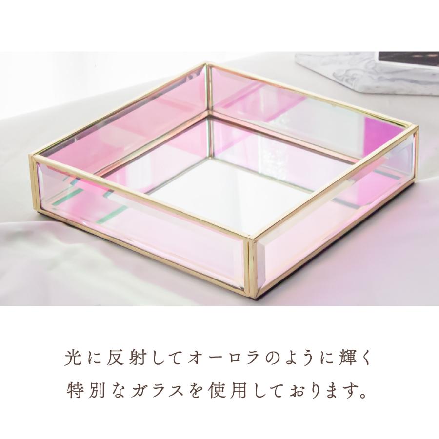 Moosy Life オーロラガラス ゴールド ミラー ジュエリートレイ 18x18x4cm AB66 ジュエリーケース ジュエリーボックス アクセサリーケース アクセサリーボックス |  | 09
