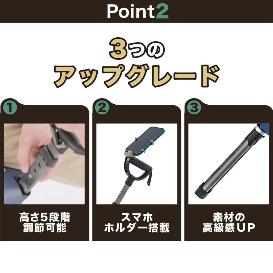 ステッキチェア【Ta-Da Chair # 2 Pro ターダ チェア】長さ可変式 椅子になる杖 一本杖 ステッキ 祖父母 プレゼント 杖 椅子 軽量 散歩 旅行 行列 椅子付き杖 |  | 09