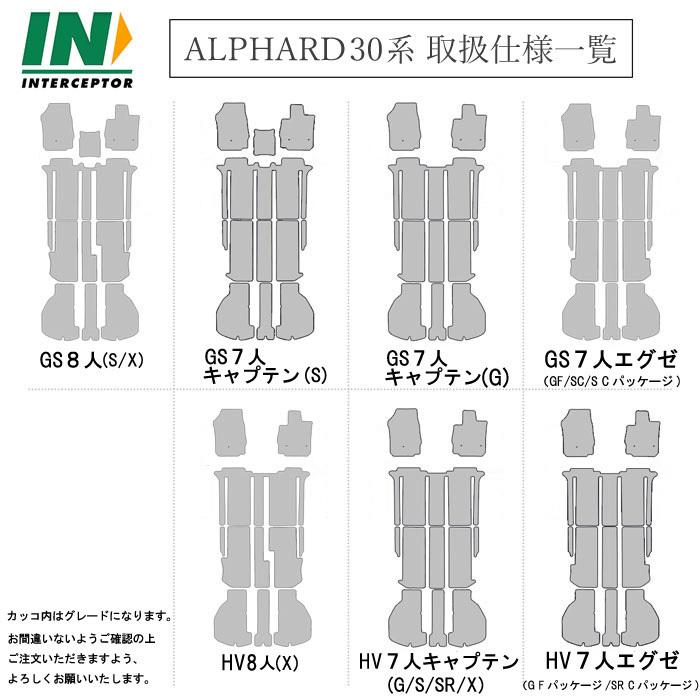 トヨタ アルファード 2列 3列 フロントなし 30系 35系 ゴムマット 