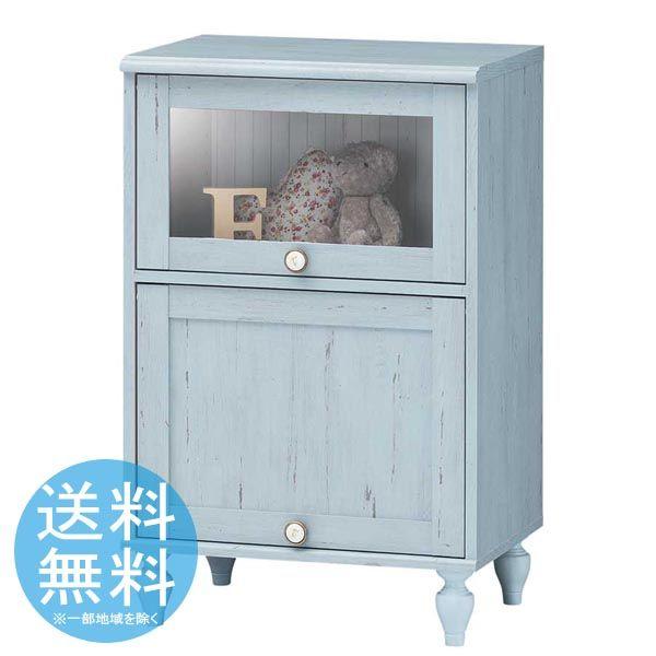 フラップ式ラック 扉付収納家具 フレンチシャビー