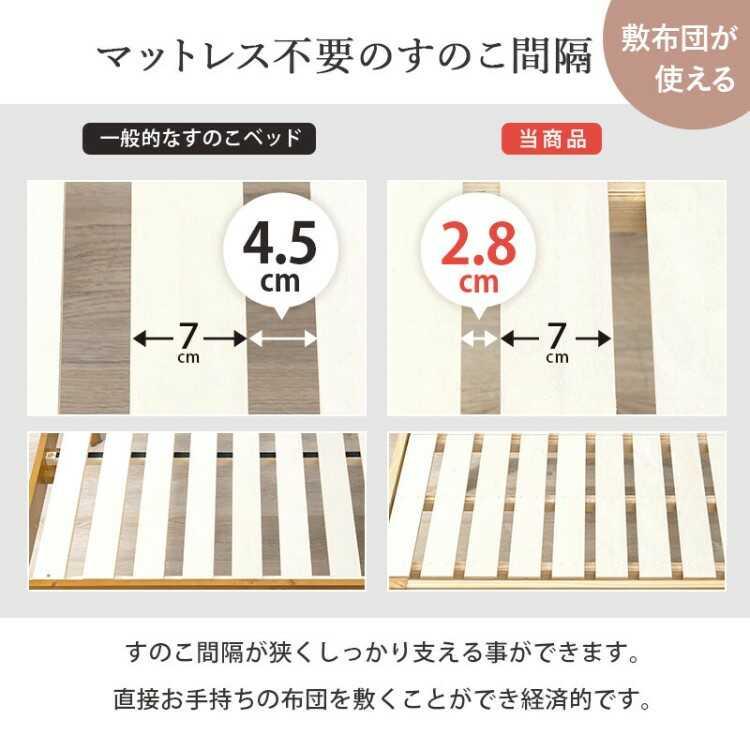 セミダブルベッド フレーム かわいい 白 コンセント 宮付き 高さ調節 ホワイトウォッシュ 天然木 パイン 木製 北欧 すのこ セミダブル ベッド |  | 07