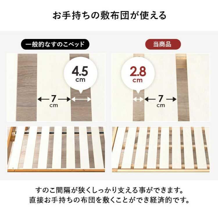 ベッド セミダブル ベッドフレーム ロング すのこベッド コンセント付 高さ調節 宮付き 頑丈 おしゃれ 北欧 木製 天然木 ライトブラウン セミダブルベッド |  | 09