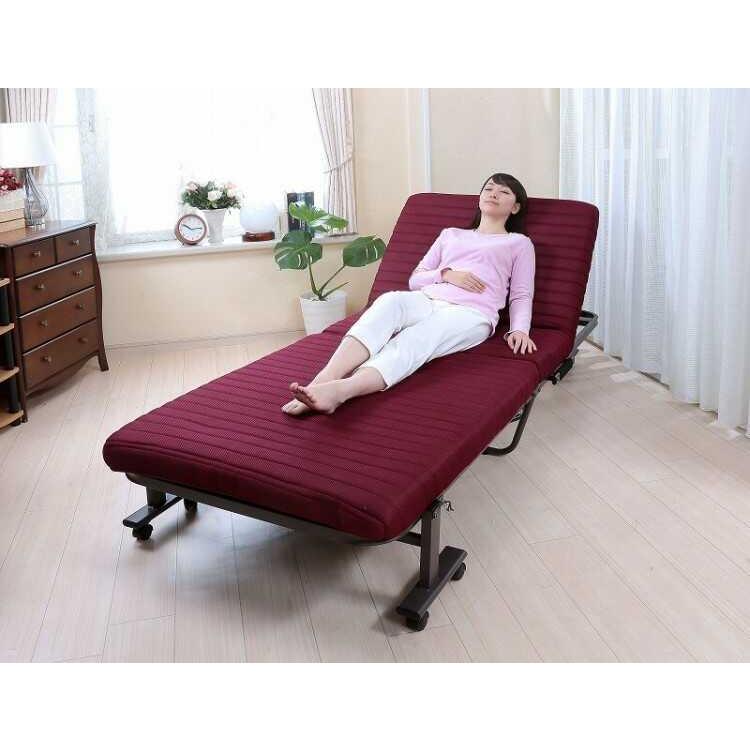 低反発ウレタン入り 折りたたみベッド❣️ 折りたたみベッド シングル ベッド 折り畳み 完成品 リクライニング