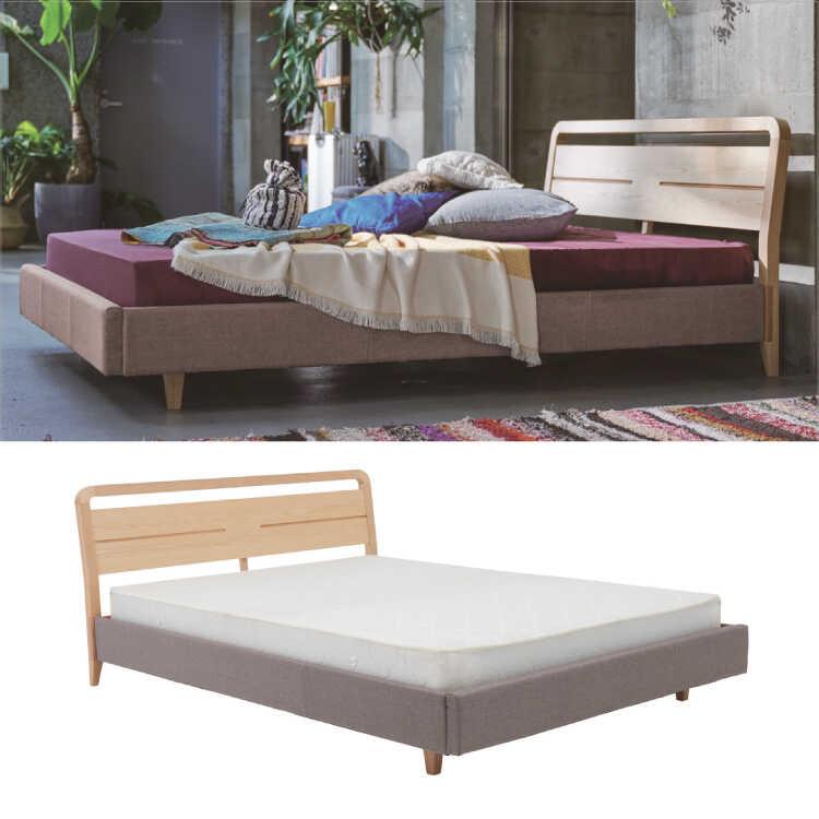 ベッド ダブル ベッドフレーム おしゃれ 天然木 高級 アッシュ材 ナチュラル 木製 ファブリック 北欧 ホテルライク 上品 ハイデザイン
