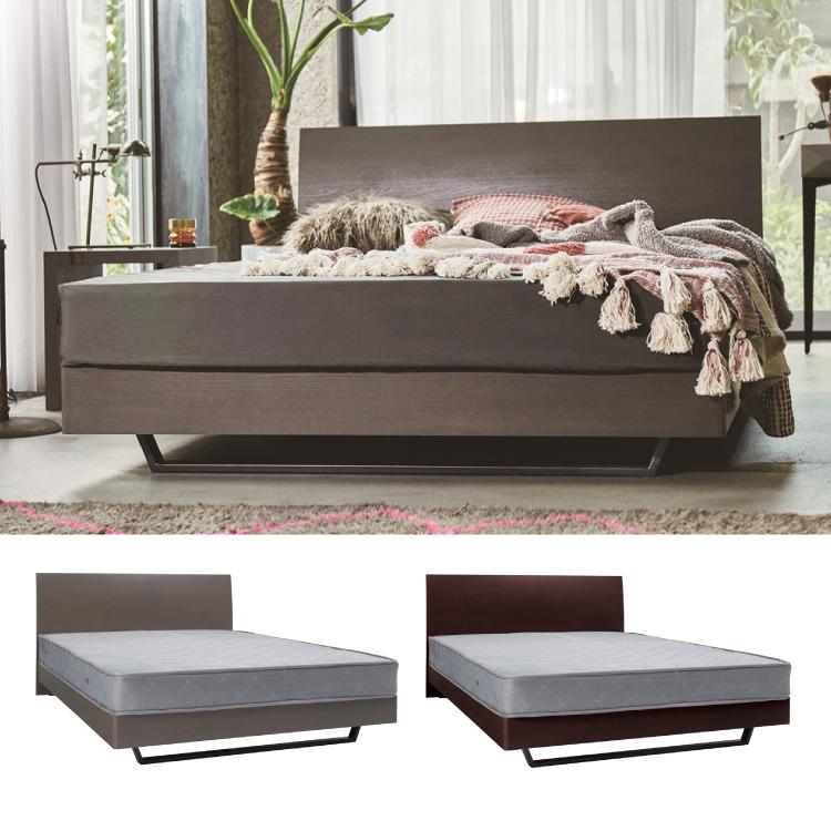 ダブルベッド ベッドフレーム ダブル オシャレ シンプル モダン 北欧 天然木 アッシュ スチール かっこいい インテリア グレー ダーク