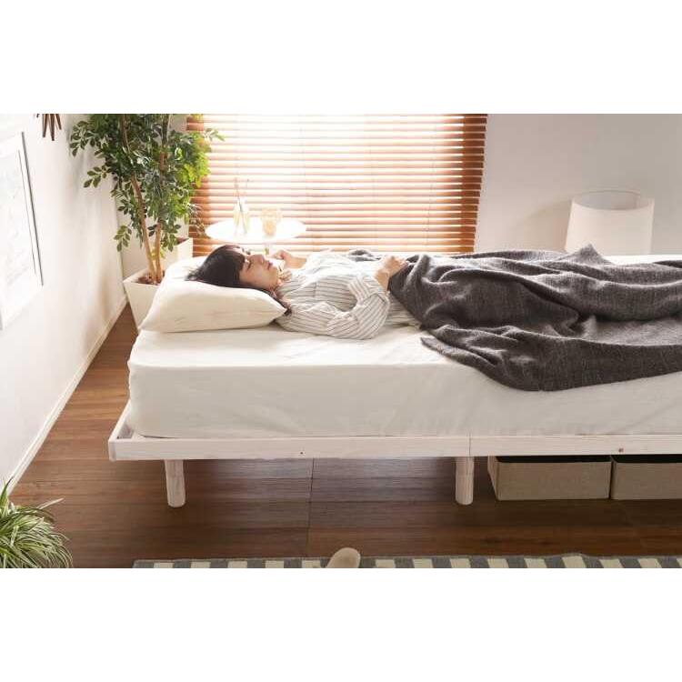 ベッド シングルベッド すのこ 高さ調節 脚付き 頑丈 ホワイト