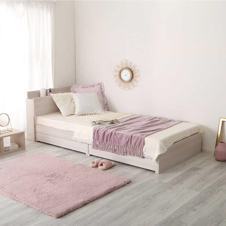 ダブルベッド　引き出し有り　コンセント付き　枕元に収納有 収納機能付きベッド 通販｜大容量収納 コンセント付き 【公式