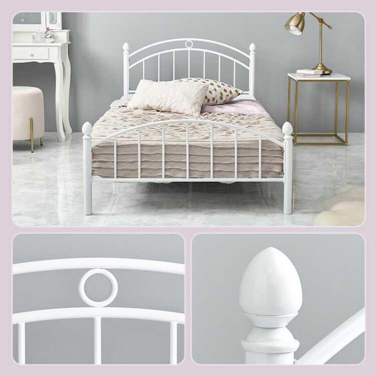 高さ2段階調節・白ホワイトのスチール製パイプベッド シングルサイズ マットレスが選べる ボンネルコイル ポケットコイル おしゃれ かわいい エレガント 家具 |  | 04