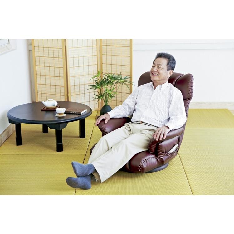 座椅子 回転 肘付 肘掛け 幅64cm レバー式リクライニング 合皮 合成