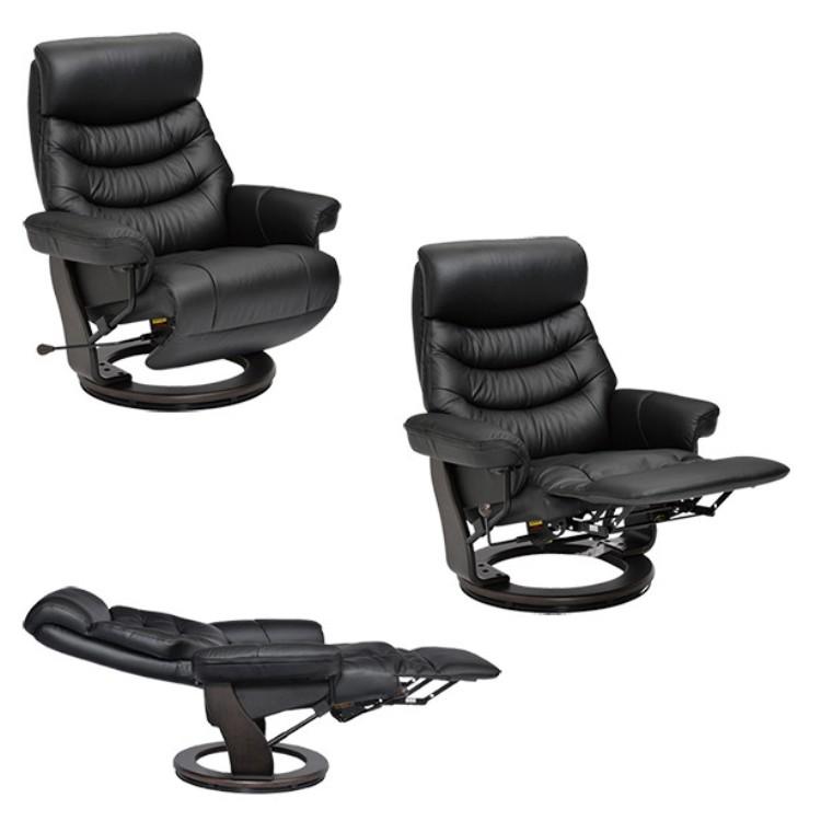 高級本革パーソナルチェア 黒ブラック／オットマン一体型／回転／リクライニング付き 肘付き ハイバック おしゃれ かっこいい シック 高級感 リビング 寝室 和室 |  | 05