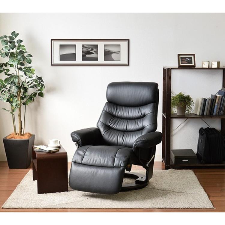 高級本革パーソナルチェア 黒ブラック／オットマン一体型／回転／リクライニング付き 肘付き ハイバック おしゃれ かっこいい シック 高級感 リビング 寝室 和室 |  | 06