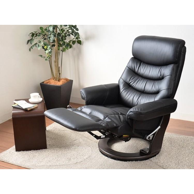 高級本革パーソナルチェア 黒ブラック／オットマン一体型／回転／リクライニング付き 肘付き ハイバック おしゃれ かっこいい シック 高級感 リビング 寝室 和室 |  | 07
